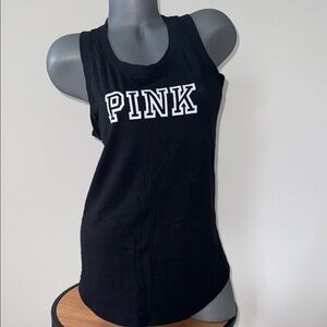 PINK Victoria's Secret Black Tank Top with White Logo S/P